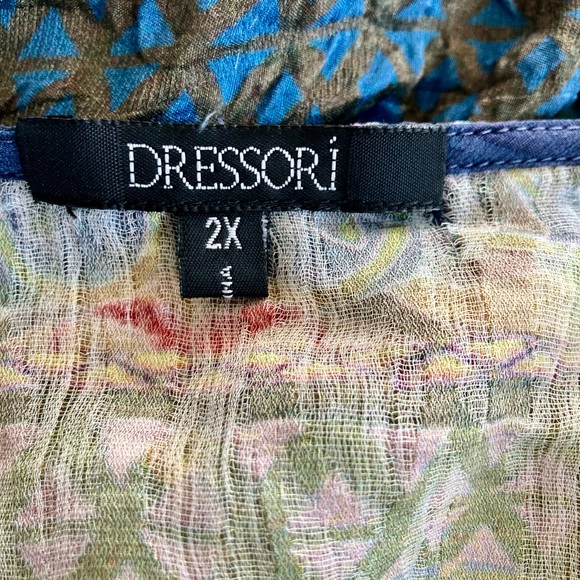 Vibrant Multicolor Silk Blend Asian Accent Women's Tunic Top - Picture 3 of 5